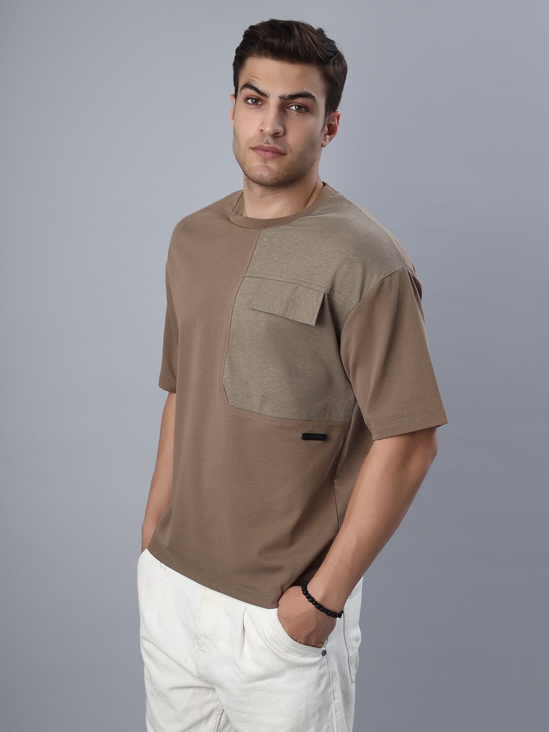 Brown Chest Patch Oversized Tshirt