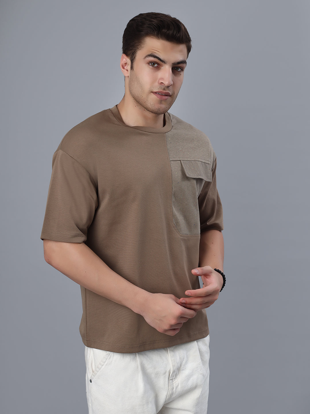 Brown Chest Patch Oversized Tshirt