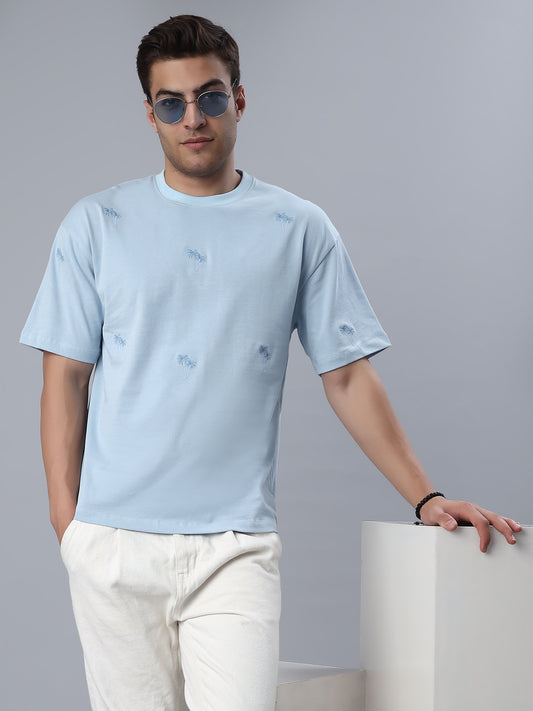 Palm Tree Embroidered Oversized Tshirt