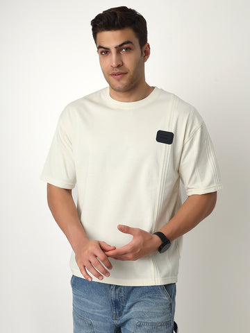 Beige Technical Drop Shoulder Tshirt