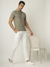 Khakhi Textured Polo Tshirt