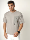 Grey Patch Pocket Oversized Tshirt
