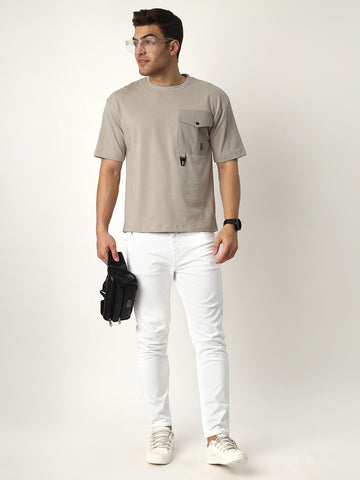 Grey Patch Pocket Oversized Tshirt