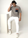 Grey Contrast Pocket Oversized Tshirt