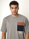 Grey Contrast Pocket Oversized Tshirt