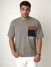 Grey Contrast Pocket Oversized Tshirt