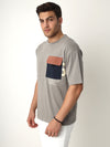 Grey Contrast Pocket Oversized Tshirt