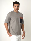 Grey Contrast Pocket Oversized Tshirt