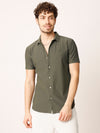 Green Self Striped Shirt