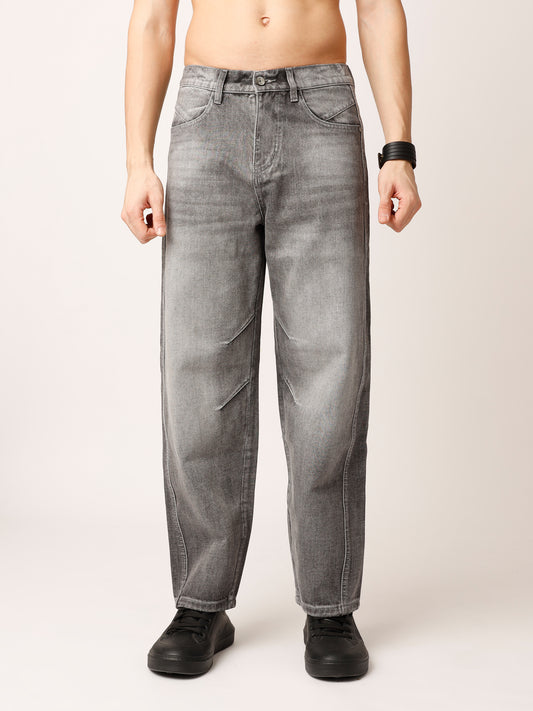Grey Washed Straight Fit Jeans