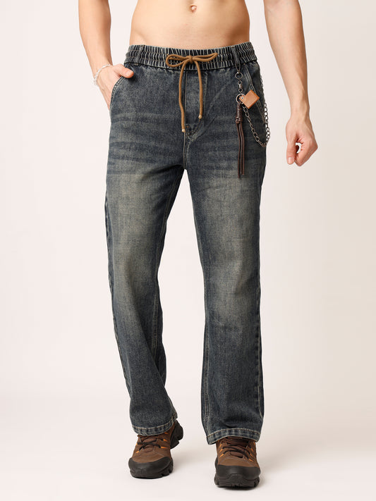 Blue Washed Straight Fit Jeans