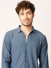 Slate Blue Self Striped Shirt