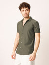 Green Self Striped Shirt