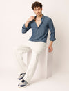 Slate Blue Self Striped Shirt