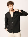 Black Self Striped Stretch Shirt