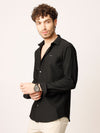 Black Self Striped Stretch Shirt