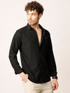Black Self Striped Stretch Shirt