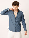 Slate Blue Self Striped Shirt