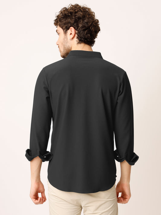 Black Pin Striped Stretch Shirt