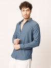 Slate Blue Self Striped Shirt