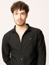 Black Self Striped Stretch Shirt