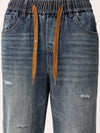 Blue Distressed Straight Fit Jeans