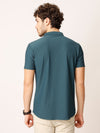 Dark Cyan Self Striped Shirt