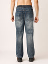 Blue Distressed Straight Fit Jeans