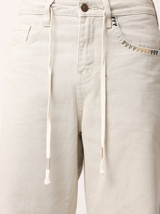 Beige Baggy Fit Jeans