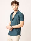 Dark Cyan Self Striped Shirt