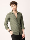 Green Self Striped Stretch Shirt