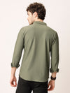 Green Self Striped Stretch Shirt