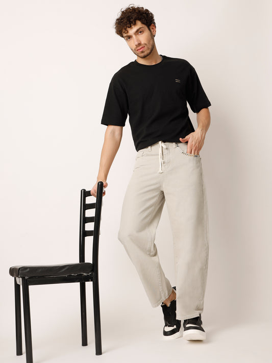 Beige Baggy Fit Jeans