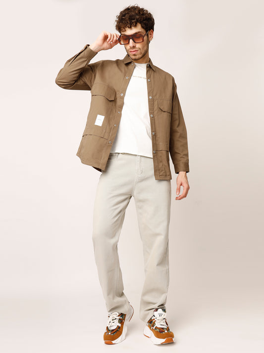 Brown Over Shirt Shacket
