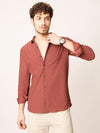 Rust Self Striped Stretch Shirt