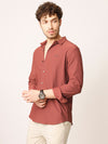 Rust Self Striped Stretch Shirt