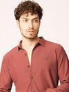Rust Self Striped Stretch Shirt