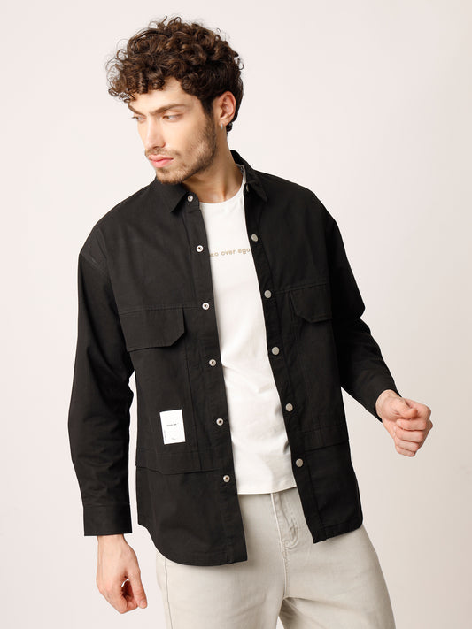 Black Over Shirt Shacket