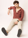 Rust Self Striped Stretch Shirt