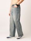 Blue Washed Straight Fit Jeans