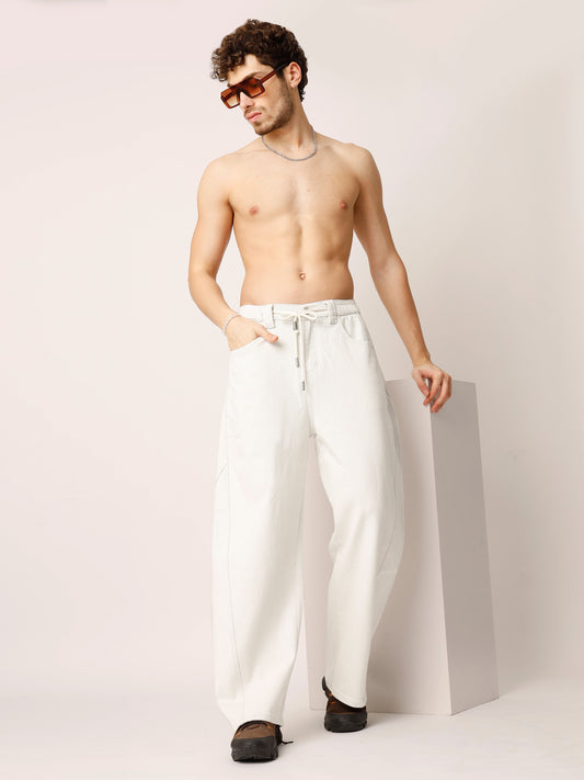 Beige Baggy Fit Jeans