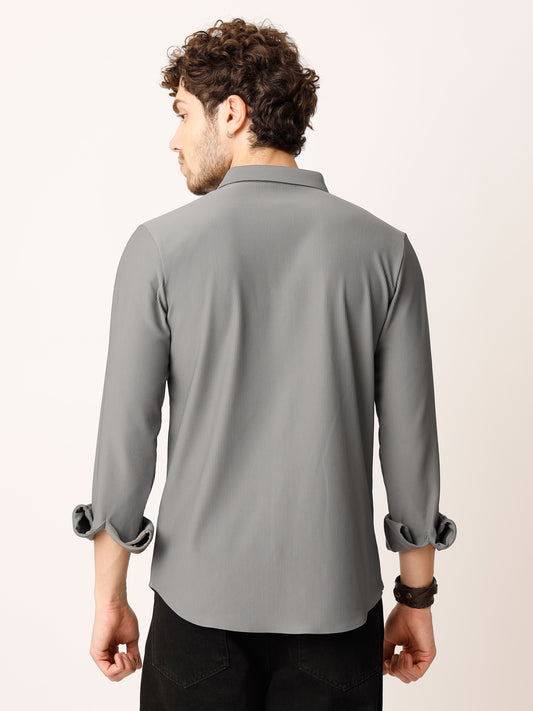 Grey Self Striped Shirt