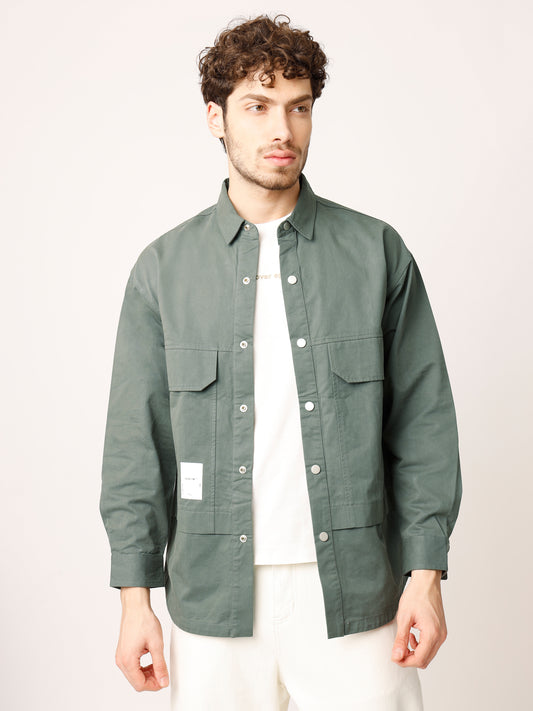 Green Over Shirt Shacket