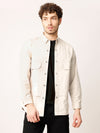 Beige Over Shirt Shacket