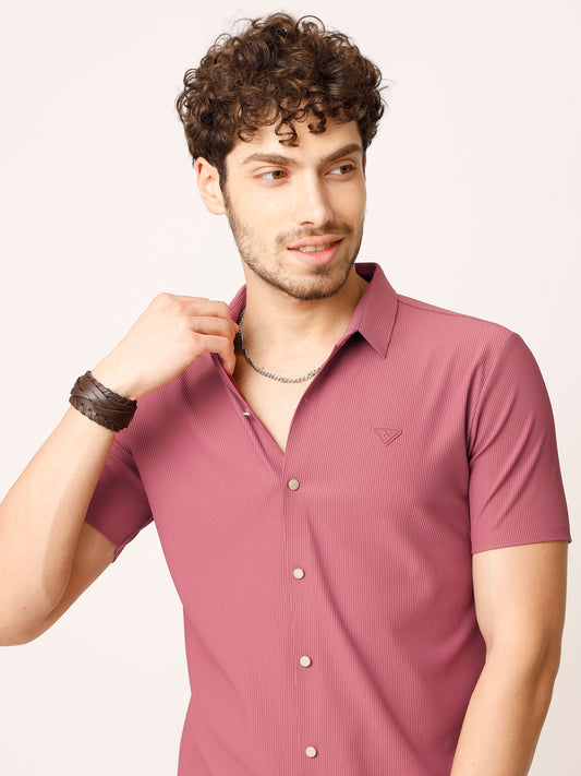 Self Striped Pink Shirt