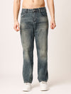 Blue Washed Straight Fit Jeans
