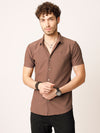 Self Striped Brown Shirt