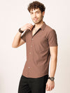 Self Striped Brown Shirt