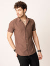 Self Striped Brown Shirt