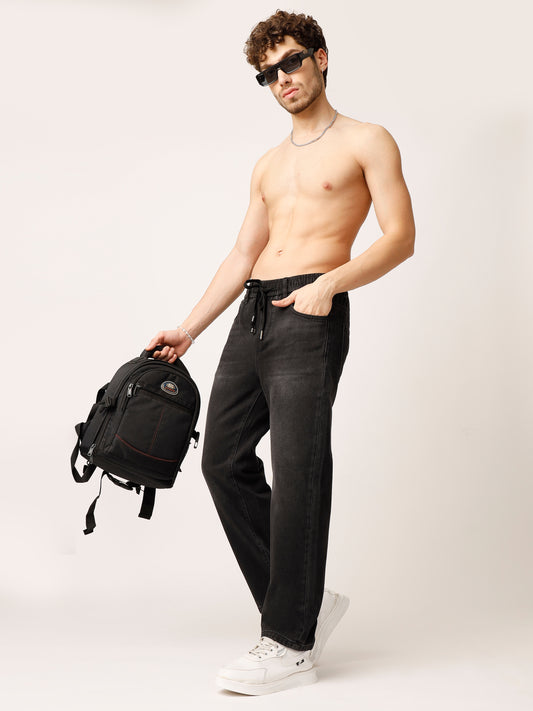 Black Washed Straight Fit Jeans
